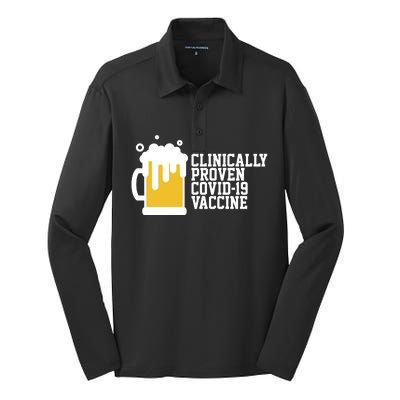 Clinically Proven covid-19 Vaccine Funny Silk Touch Performance Long Sleeve Polo