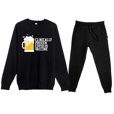 Clinically Proven covid-19 Vaccine Funny Premium Crewneck Sweatsuit Set