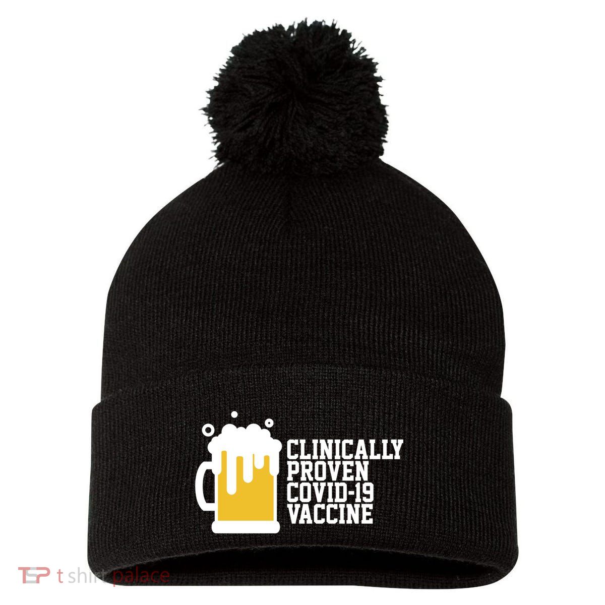 Clinically Proven covid-19 Vaccine Funny Pom Pom 12in Knit Beanie