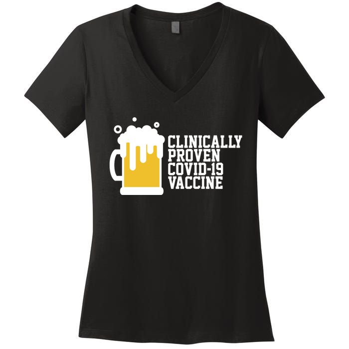 Clinically Proven covid-19 Vaccine Funny Women's V-Neck T-Shirt