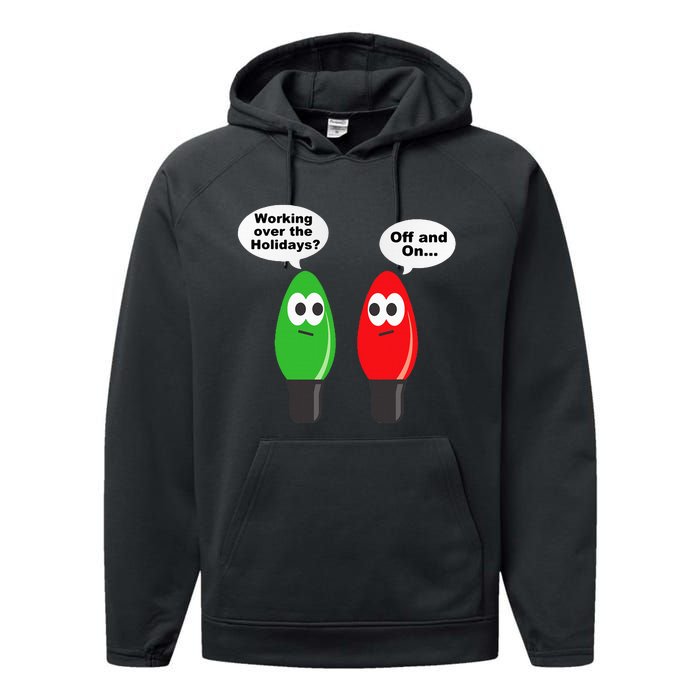 Christmas Lights Joke Light Bulb Working Off On Pun Performance Fleece Hoodie