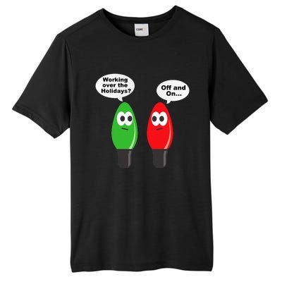 Christmas Lights Joke Light Bulb Working Off On Pun Tall Fusion ChromaSoft Performance T-Shirt