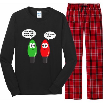 Christmas Lights Joke Light Bulb Working Off On Pun Long Sleeve Pajama Set