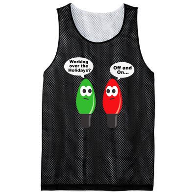 Christmas Lights Joke Light Bulb Working Off On Pun Mesh Reversible Basketball Jersey Tank