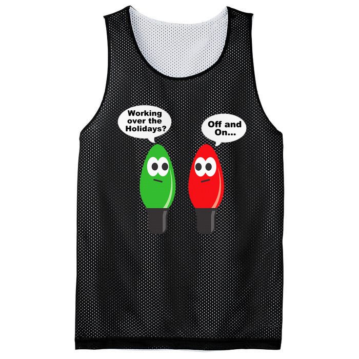 Christmas Lights Joke Light Bulb Working Off On Pun Mesh Reversible Basketball Jersey Tank