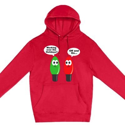 Christmas Lights Joke Light Bulb Working Off On Pun Premium Pullover Hoodie