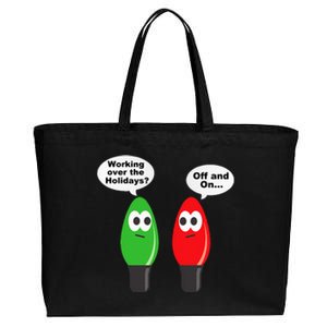 Christmas Lights Joke Light Bulb Working Off On Pun Cotton Canvas Jumbo Tote