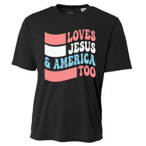 Christian Loves Jesus And America Too 4th Of July Cooling Performance Crew T-Shirt