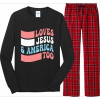 Christian Loves Jesus And America Too 4th Of July Long Sleeve Pajama Set