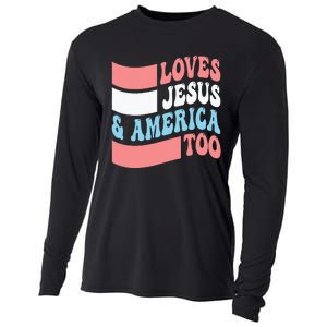 Christian Loves Jesus And America Too 4th Of July Cooling Performance Long Sleeve Crew