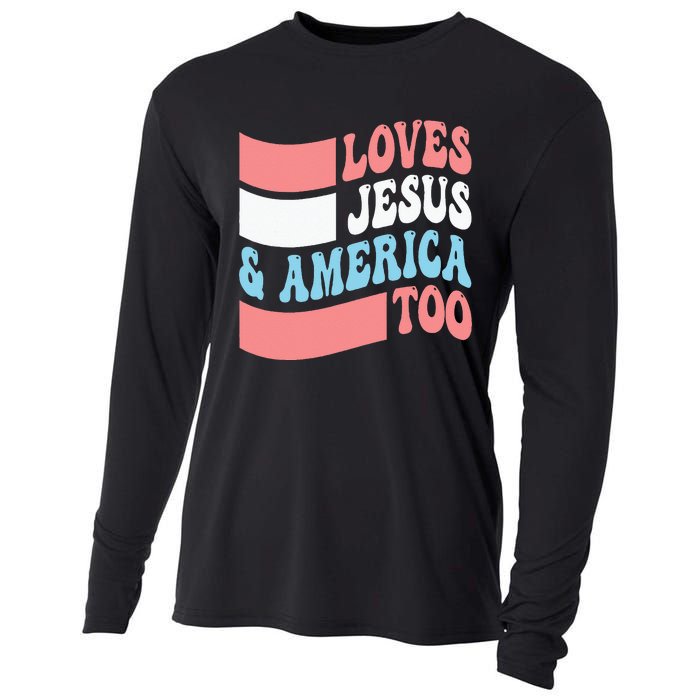 Christian Loves Jesus And America Too 4th Of July Cooling Performance Long Sleeve Crew