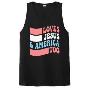 Christian Loves Jesus And America Too 4th Of July PosiCharge Competitor Tank