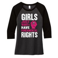 Cyndi Lauper Just Want To Have Fundamental Rights Women's Tri-Blend 3/4-Sleeve Raglan Shirt