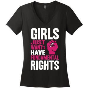 Cyndi Lauper Just Want To Have Fundamental Rights Women's V-Neck T-Shirt