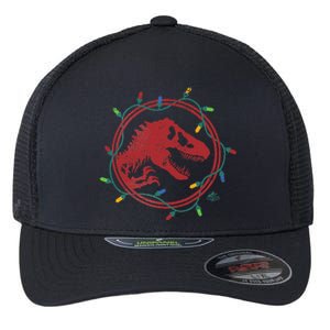 Christmas Lights Jurassic World TRex  Flexfit Unipanel Trucker Cap