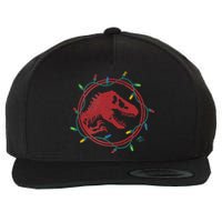 Christmas Lights Jurassic World TRex  Wool Snapback Cap