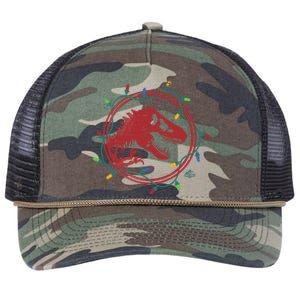 Christmas Lights Jurassic World TRex  Retro Rope Trucker Hat Cap