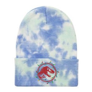 Christmas Lights Jurassic World TRex  Tie Dye 12in Knit Beanie