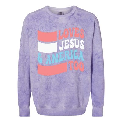 Christian Loves Jesus And America Too 4th Of July Colorblast Crewneck Sweatshirt