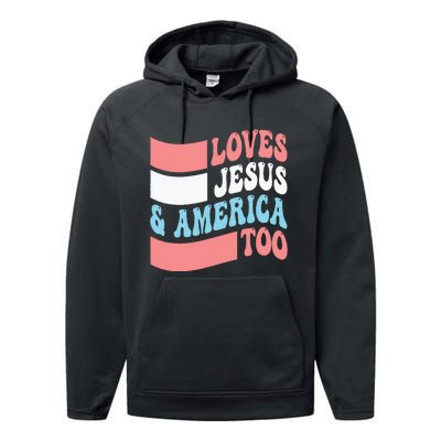 Christian Loves Jesus And America Too 4th Of July Performance Fleece Hoodie