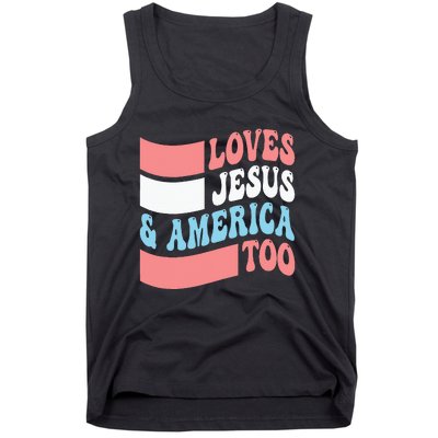 Christian Loves Jesus And America Too 4th Of July Tank Top