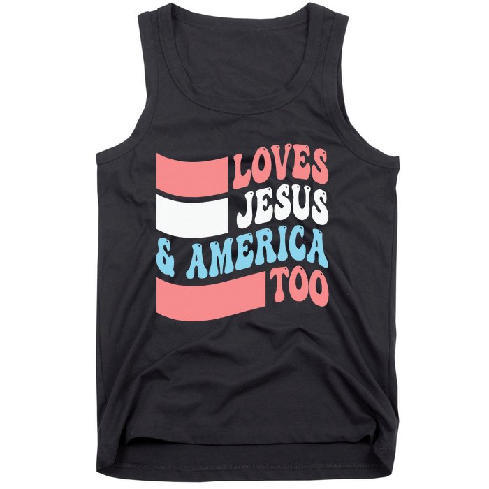 Christian Loves Jesus And America Too 4th Of July Tank Top