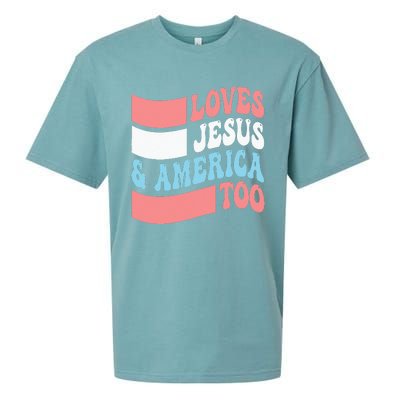 Christian Loves Jesus And America Too 4th Of July Sueded Cloud Jersey T-Shirt