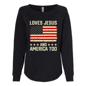 Christian Loves Jesus And America Too USA Patriotic Womens California Wash Sweatshirt