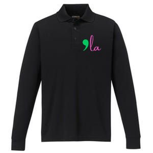 Comma La Kamala Harris 2024 President Comma La Performance Long Sleeve Polo