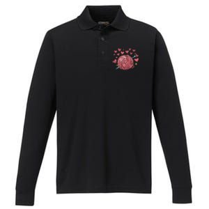 Crocheting Lover Knitter Crocheter Hearts Yarn Knitting Gift Performance Long Sleeve Polo