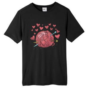 Crocheting Lover Knitter Crocheter Hearts Yarn Knitting Gift Tall Fusion ChromaSoft Performance T-Shirt