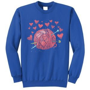 Crocheting Lover Knitter Crocheter Hearts Yarn Knitting Gift Sweatshirt