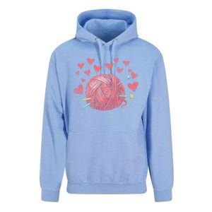 Crocheting Lover Knitter Crocheter Hearts Yarn Knitting Gift Unisex Surf Hoodie