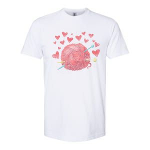 Crocheting Lover Knitter Crocheter Hearts Yarn Knitting Gift Softstyle CVC T-Shirt