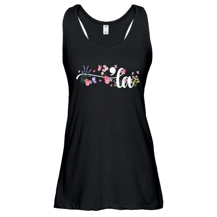 Comma La Kamala Harris Vintage Floral Feminine President Ladies Essential Flowy Tank