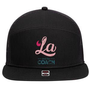 Comma La Kamala Harris Tim Walz Coach 2024 La Comma 7 Panel Mesh Trucker Snapback Hat