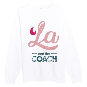 Comma La Kamala Harris Tim Walz Coach 2024 La Comma Premium Crewneck Sweatshirt