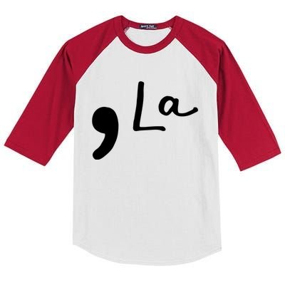 Comma La Kamala Harris Funny Democrat Support 2020 Biden Cool Gift Kids Colorblock Raglan Jersey