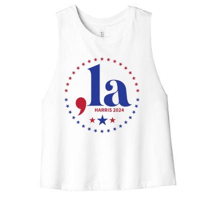 Comma La Kamala Harris For President 2024 Funny Kamala Us Women's Racerback Cropped Tank