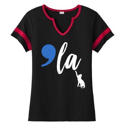 Comma La Kamala Harris Childless Cat Lady Ladies Halftime Notch Neck Tee