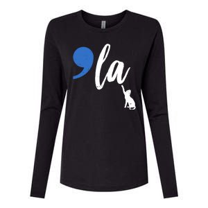 Comma La Kamala Harris Childless Cat Lady Womens Cotton Relaxed Long Sleeve T-Shirt