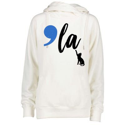 Comma La Kamala Harris Childless Cat Lady Womens Funnel Neck Pullover Hood