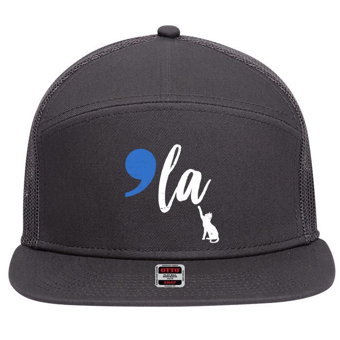 Comma La Kamala Harris Childless Cat Lady 7 Panel Mesh Trucker Snapback Hat