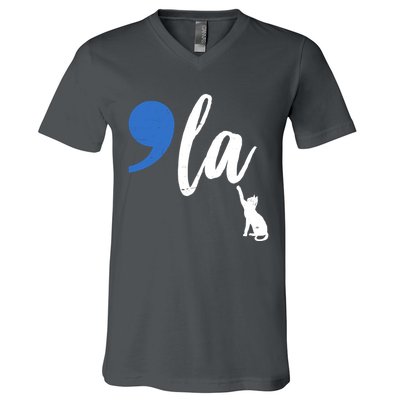 Comma La Kamala Harris Childless Cat Lady V-Neck T-Shirt