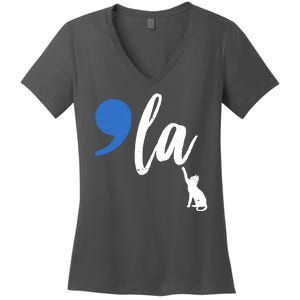 Comma La Kamala Harris Childless Cat Lady Women's V-Neck T-Shirt