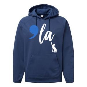 Comma La Kamala Harris Childless Cat Lady Performance Fleece Hoodie