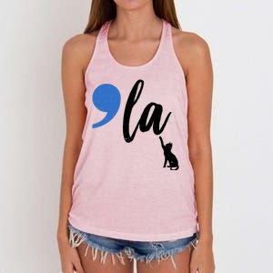 Comma La Kamala Harris Childless Cat Lady Women's Knotted Racerback Tank