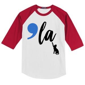 Comma La Kamala Harris Childless Cat Lady Kids Colorblock Raglan Jersey