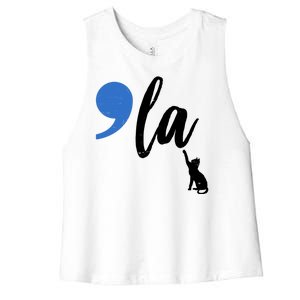 Comma La Kamala Harris Childless Cat Lady Women's Racerback Cropped Tank