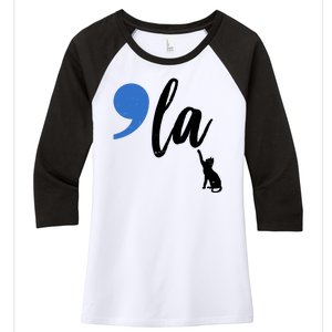 Comma La Kamala Harris Childless Cat Lady Women's Tri-Blend 3/4-Sleeve Raglan Shirt